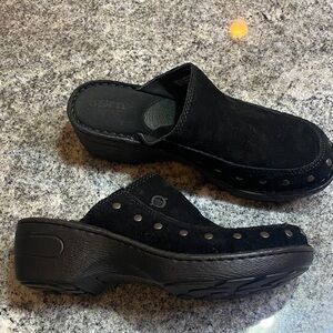 Born Black Suede Clog Mules